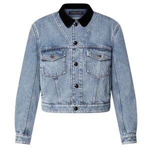 NEW Louis Vuitton Denim Jacket Sz 36 Japan Exclusive Blue Cropped Velvet Collar